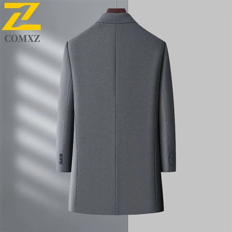 COMXZ Mens Long Down Jacket Premium Lapel Commute Office Lightweight Padded Jackets Detachable Inner Layer Comfort Winter Coat
