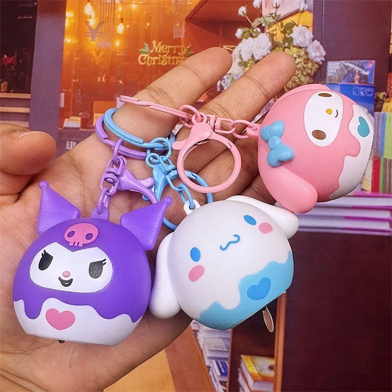 Sanrio Cute Cartoon Melody Cinnamoroll Luminous Mini Night Light Keychain Car Bag Pendant