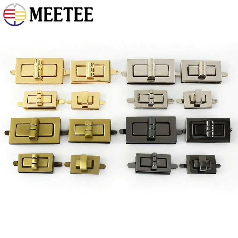 2/4Sets Meetee Metal Bag Twist Turn Lock Buckle Handbag Decor Snap Clasp Purse Closure Latch Locks DIY Handmade Part Accessories