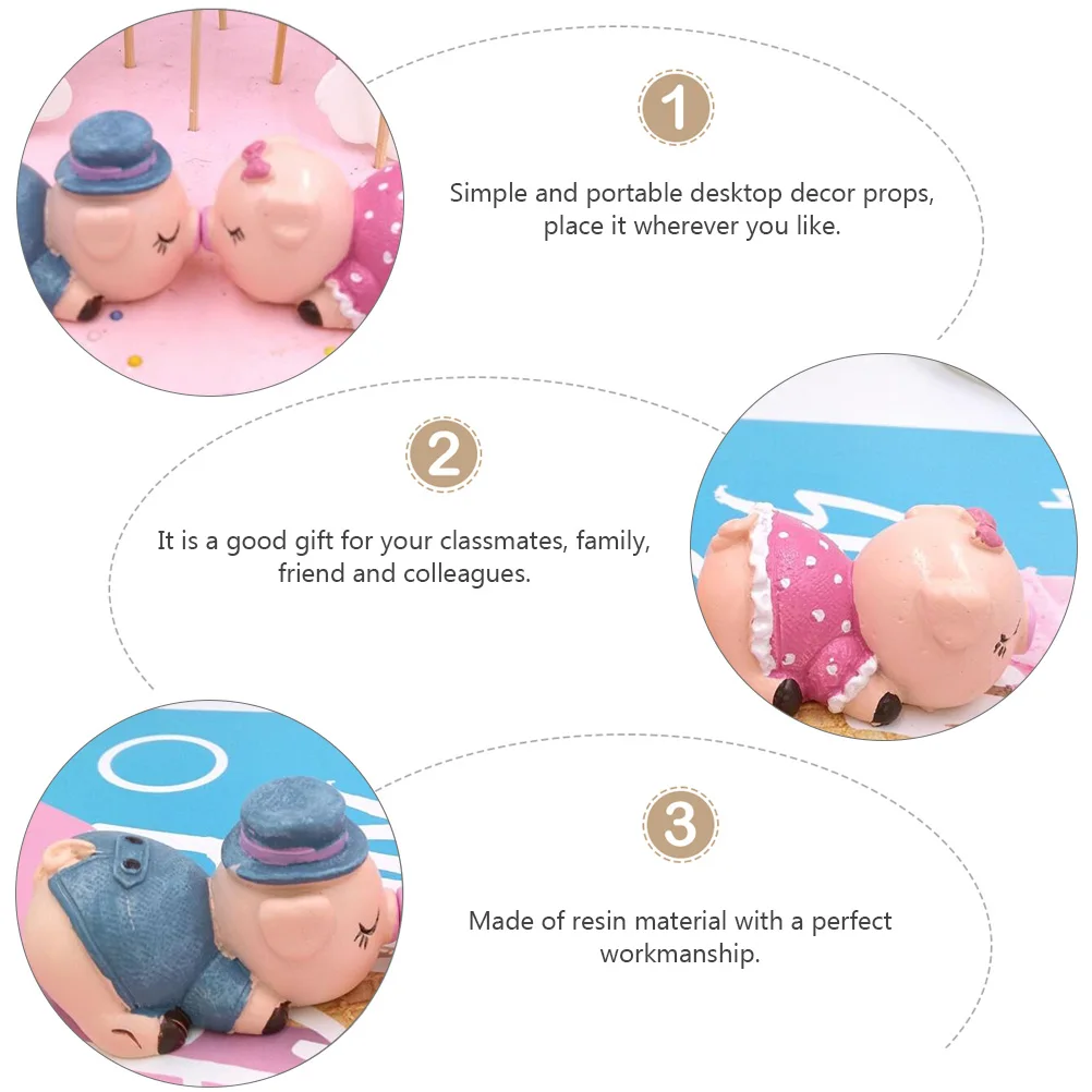

2 Pcs Kissing Pig Ornaments Resin Statue Home Desktop Lovers Figurine Pigs Craft Figurines Adornment
