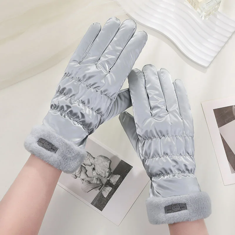 Guantes de invierno para ciclismo para mujer, manoplas cálidas de lana a prueba de frío, a prueba de viento, impermeables, para correr al aire libre, esquiar y Deportes