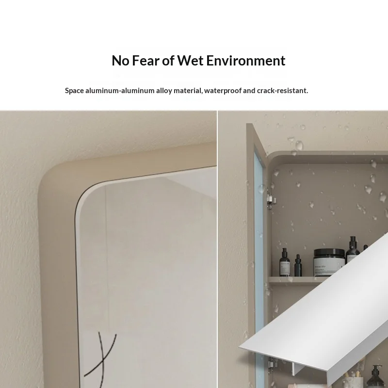 Backlit LED Bathroom Mirror Smart Anti Fog Touch Sensor Dimmable Vanity Makeup Wall Mounted Bathroom Mirror Medicine Cabinet view 4