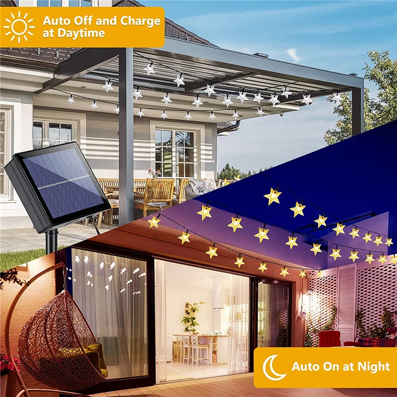 Solar String Lights Outdoor Waterdichte 60LED Solar Crystal Globe/Bloem/Ster Lamp 8 Modus Voor Tuin Patio Yard kerst Bruiloft