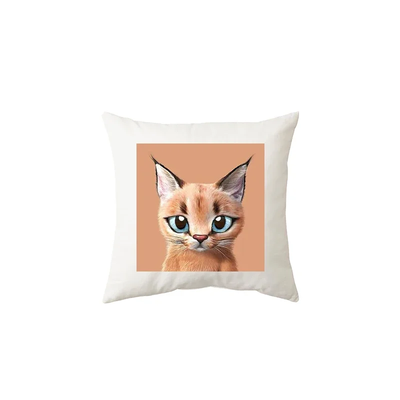 45X45CM Cute Cat Pet Pillowcase Birthday Gift Festive Pillowcase Living Room Sofa Cushion Cover Decorative Pillowcase