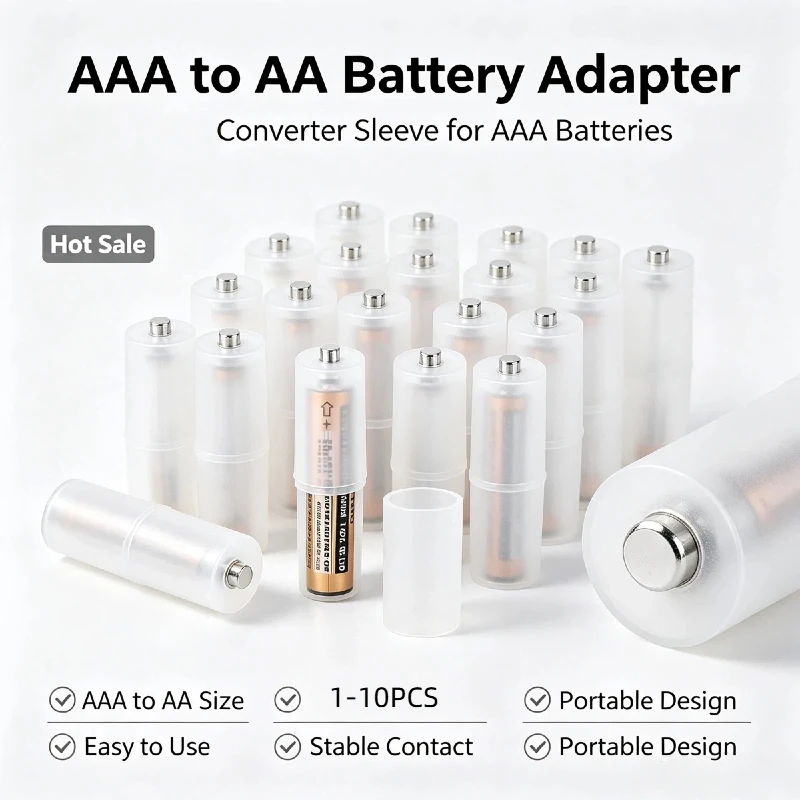 AAA to AA Battery Converter Negative Bottom Convert AAA Batteries to AA Size Flashlight Remote Control AAA Battery Storage Case