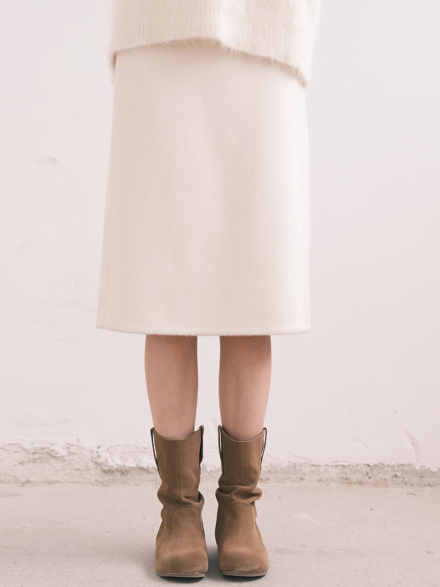 

Удобная мягкая шерстяная юбка из овечьей кожи прямого кроя для женщин, теплая, со средней талией, на молнии, повседневная