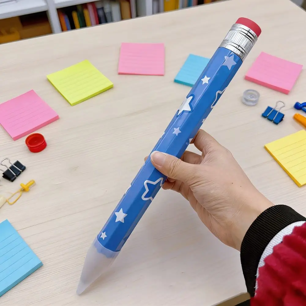 Funny Wooden Big Pencil Heart Geometric Printed 34CM Giant Pencil with Eraser Stationery Pencil Performance Prop