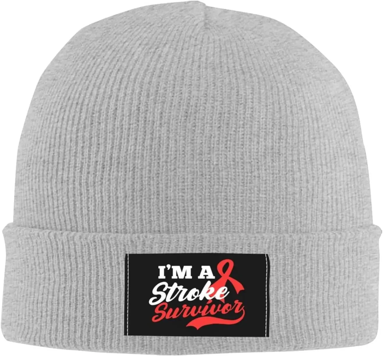 I'm-A-Stroke-Survivor Hat Mens Womens Winter Warm Knitting Hats Black Funny Skull Beanie Cuffed Cap