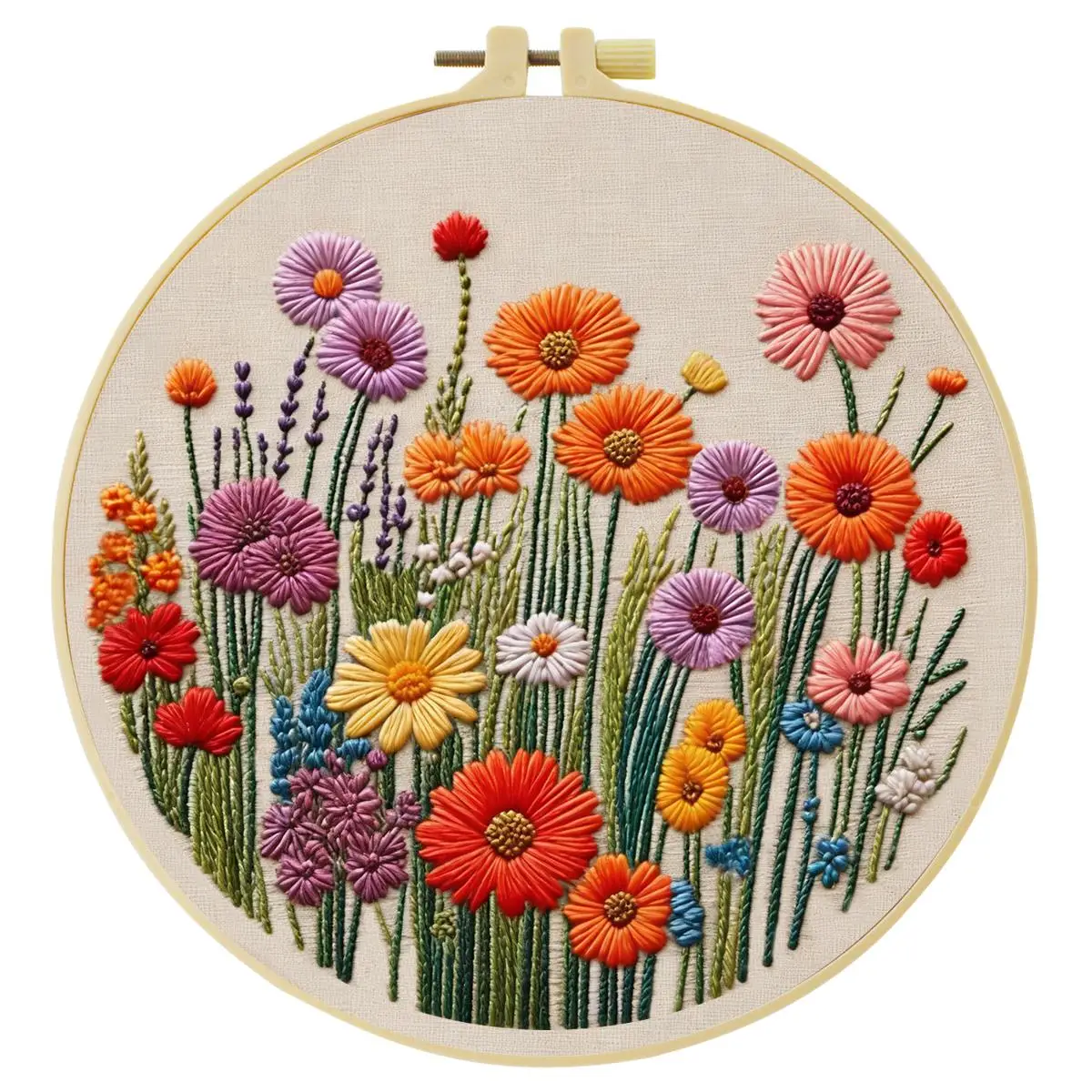 1 Stück 20X20CM/15X15CM 7,87/6,3 Zoll Blumenbett-Stickerei-Starter-Kit DIY-Kit DIY-Stickerei-Set Handarbeiten Malerei – Detail 4