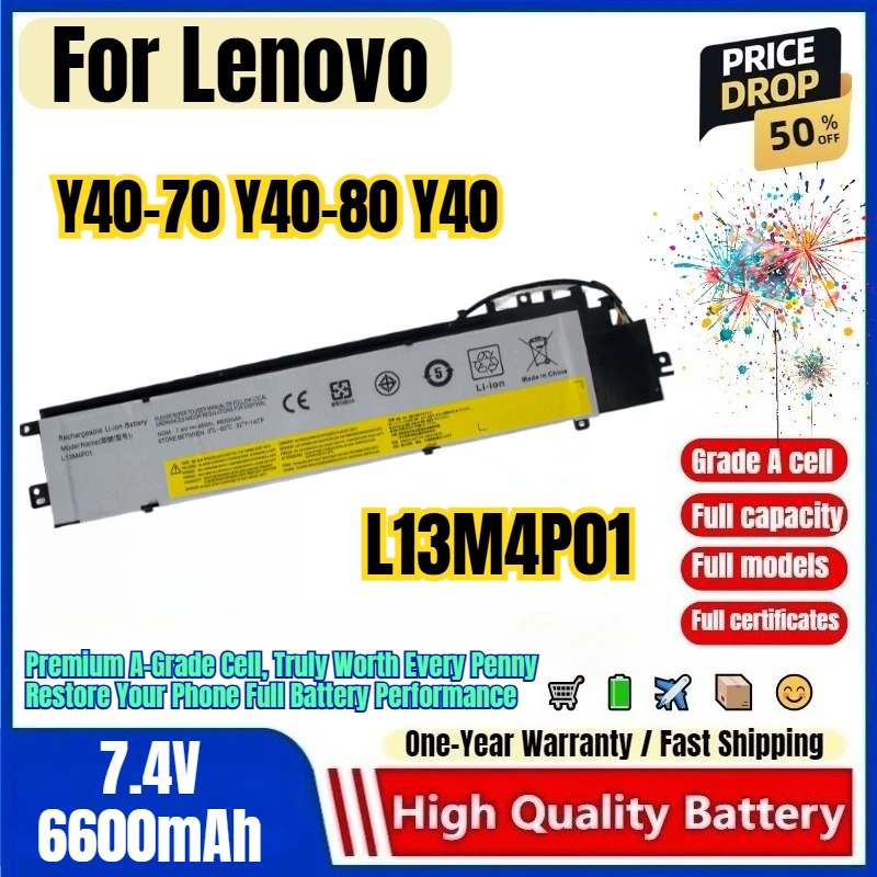 L13M4P01 for Lenovo Y40-70 Y40-80 Y40 Laptop Battery 0 Cycle High Quality High Capacity Battery Replacement Bateria Grade A Cell