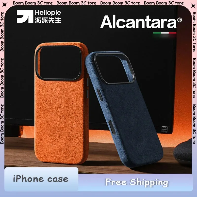 

Hellopie Premium Real Italian Imported Alcantara Magnetic Case with Smart Button for IPhone17Air 17 Pro Max Support MagSafe Case