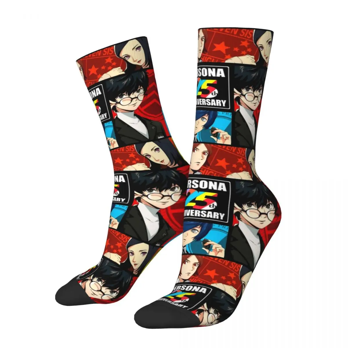 

Persona Anniversary Game Fans Lover Design Theme Crew Socks Merch for Women Cozy Sock