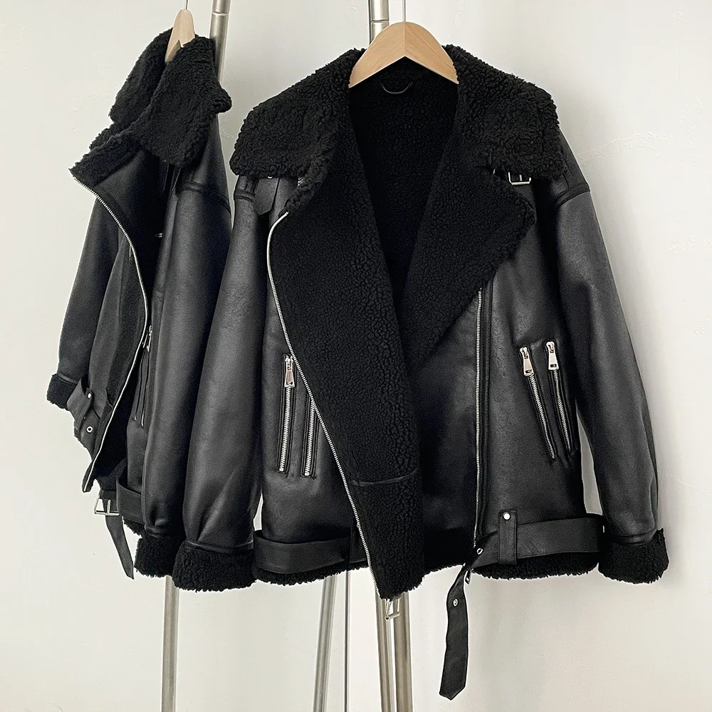 

Thick Lambswool Coat 2025 Autumn Winter Elegant Fur Jacket Women Fashion New in Coat Warm Winter Lapel Long Sleeve Warm Coat