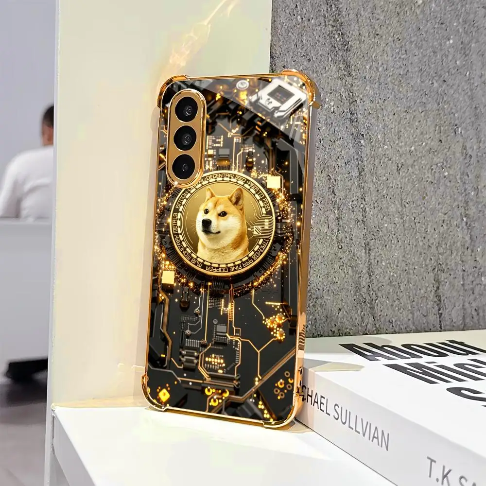 Funda Premium Estilo Tech Doge Coin para Samsung Galaxy S26 S25 S24 S23 S22 FE, Ultra, Plus, con Cristal