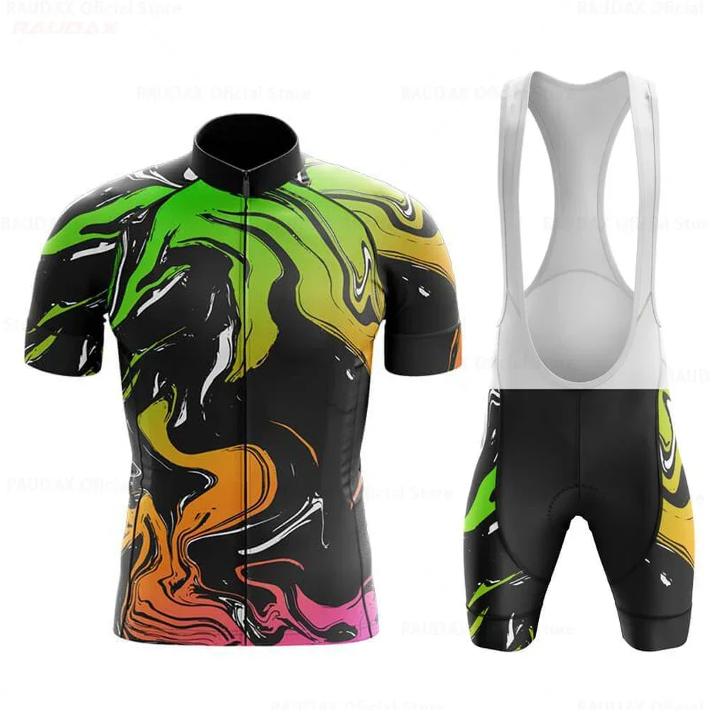 2023 Cycling Jersey Set Men Coloured drawing Cycling Clothing Maillot Ciclismo Summer Short Sleeve Breathable Cycling Clothing