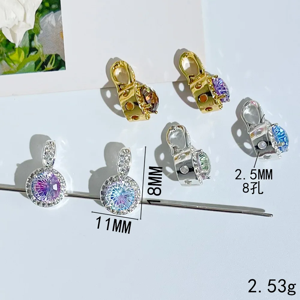10pcs/ Bag  High end 18K gold-plated sparkling zircon multi pass bead universal buckle pendant DIY jewelry production