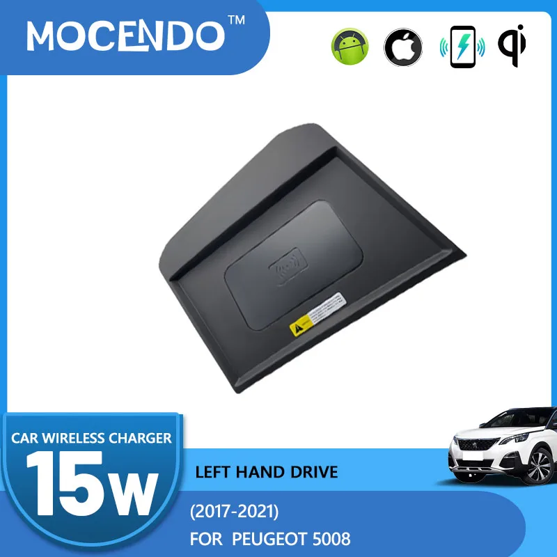 Super Fast 15W Car Wireless Charger OEM Original Style Phone Holder for Peugeot 5008 2017-2021 Left Hand Drive LHD