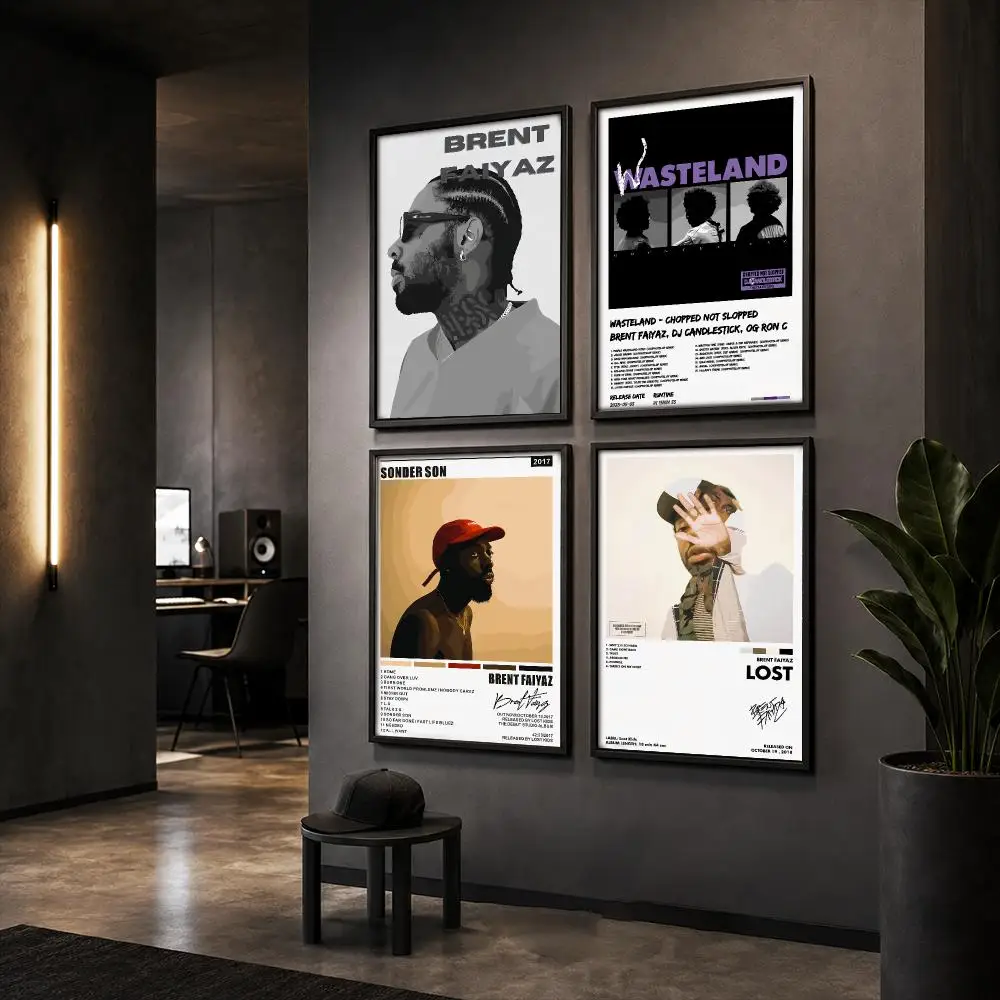 Brent F-Faiyaz Rapper Album Poster HD Home Wall Stickers House Hallway Living Room Bedroom Bar Office Decor Art Prints