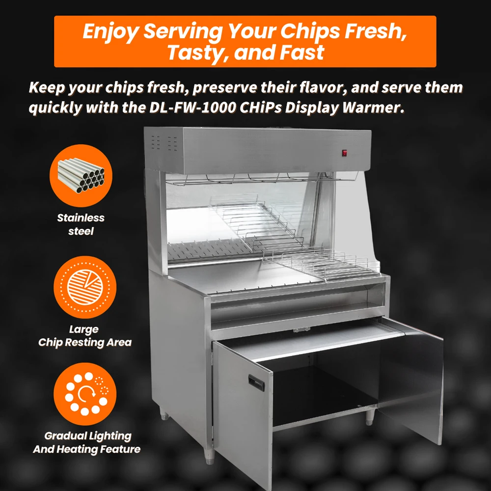

Commercial Electric French Fries Warmer Machine Factory Sale Potato Chips Display Station for Snack Hotels