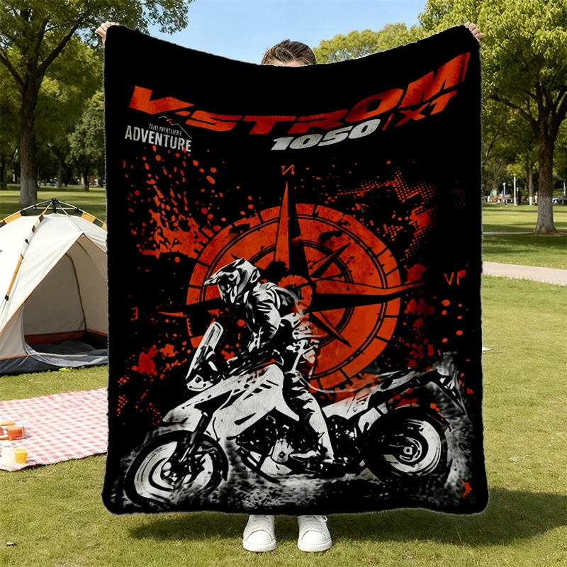 V Strom 1050 Adventure Motorcycle Flannel Blanket Touring Dual Sport Bike Gift for Riders VStrom Lovers Off Road Motorbi