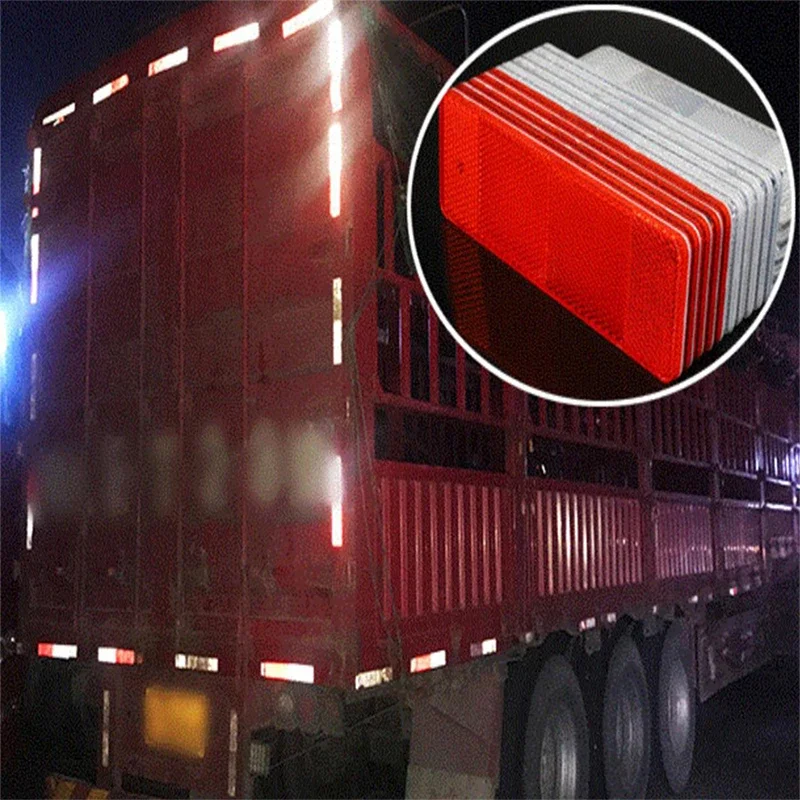 Reflective Stickers For Trucks Strongly Reflective With Adhesive Backing Reflectors For Box Trucks Red & White Warning Signs