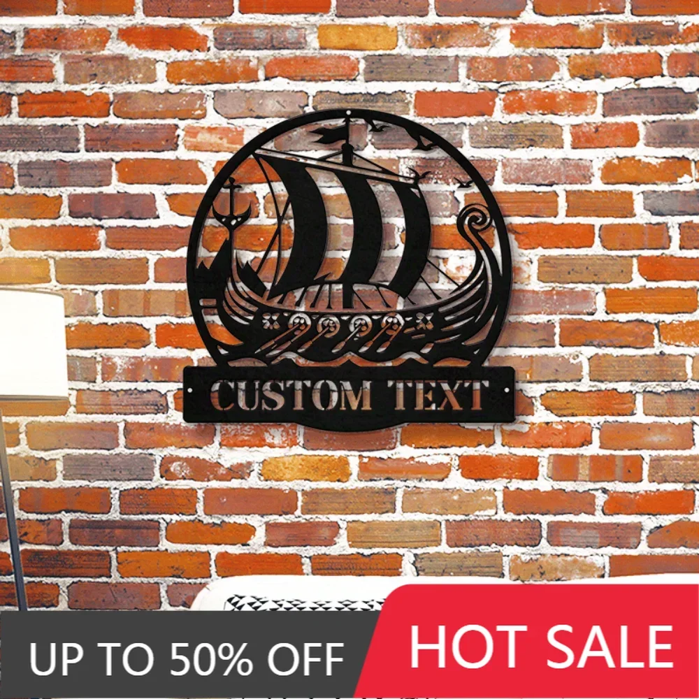 

Iron Art Decorative Painting Unique Custom Viking Ship Metal Wall Art Personalized Nordic Nameplate for Ship Enthusiasts Charmin