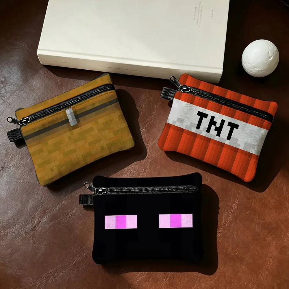 Face M-MinecraftS-ES Hot Game Waterproof Zipper Coin Purse Lightweight Hanging Key Pouch Card Holder For Daily Use view 5