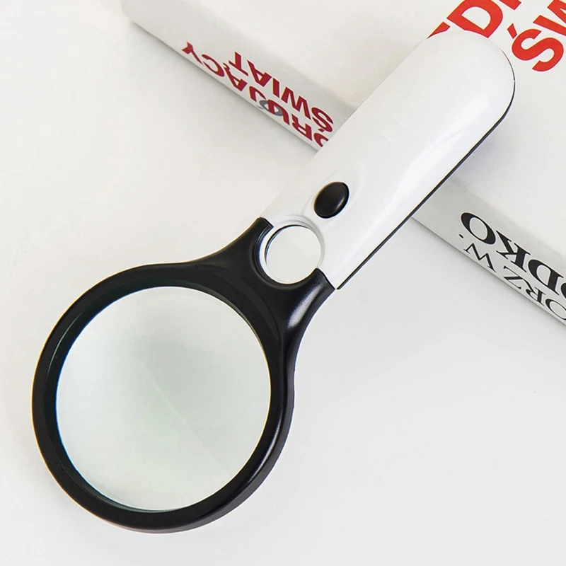 Glass with Light LED Illuminated Magnifier with 3X 45X High Magnification Lightweight Handheld  Drosphip