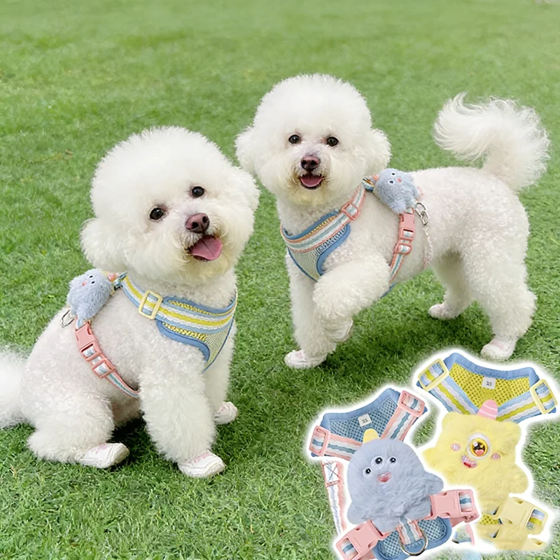 

Small Dog Adjustable I-Shaped Chest Strap With Rope Pet Harness and Leash Set Pet Training Chest and Back For Puppy Dog