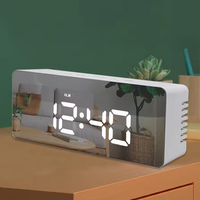 Acrylic / Mirror Digital Alarm Clock Voice Control Table Clock Snooze Night Mode 12/24H Electronic LED Clocks