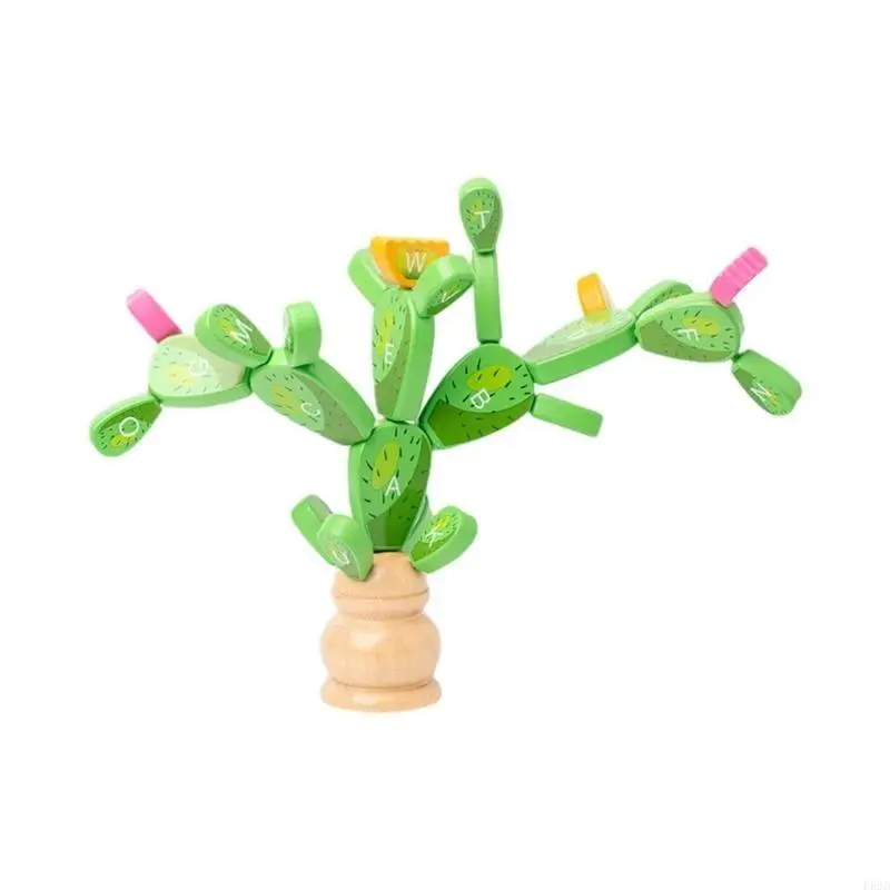 F62D Blocos empilhamento cactos, presentes para crianças 3-6 blocos balanceamento cactos brinquedo