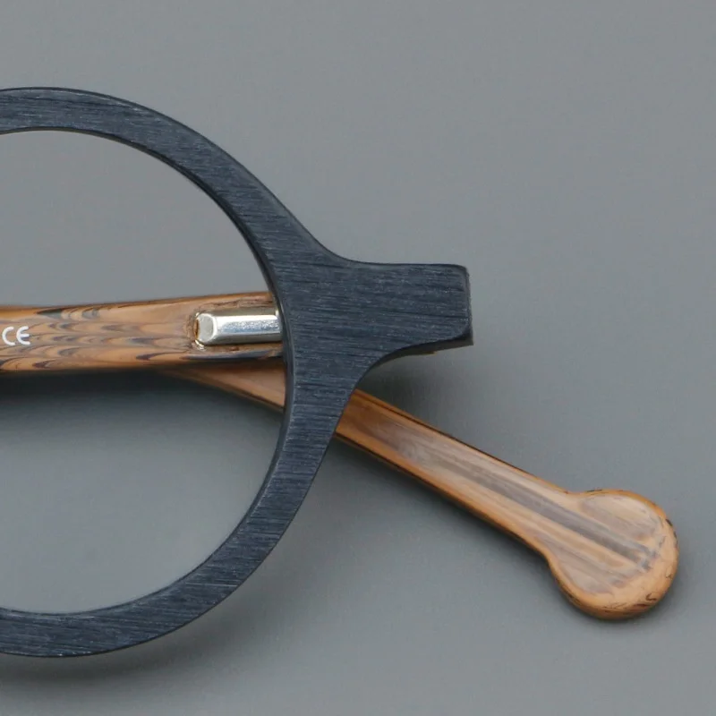 F·DRACON Board-Brillengestell, Retro, rund, Herren-Brillengestell, modisches Federbein, optisch verschreibungspflichtige Herrenbrille 5802 – Detail 12