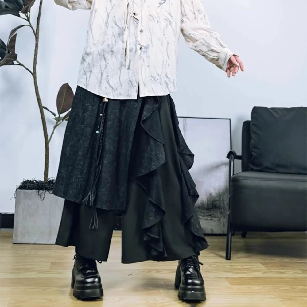 

Y2k Double Layer Spliced Irregular Leisure Skirt Pants Spring Dark Streetwear Fashion Youth Outdoor Trend Wide Leg Pant 2026 New