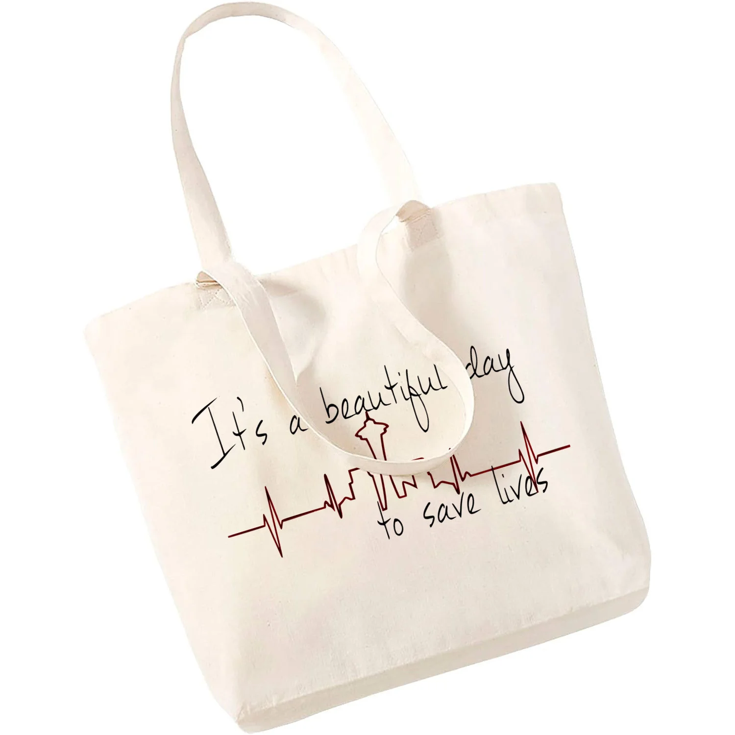 Greys Anatomy You're My Person Heart Tote Bag Unisex Canvas Bags Shopping Bags Printed Casual Shoulder Bag Foldable