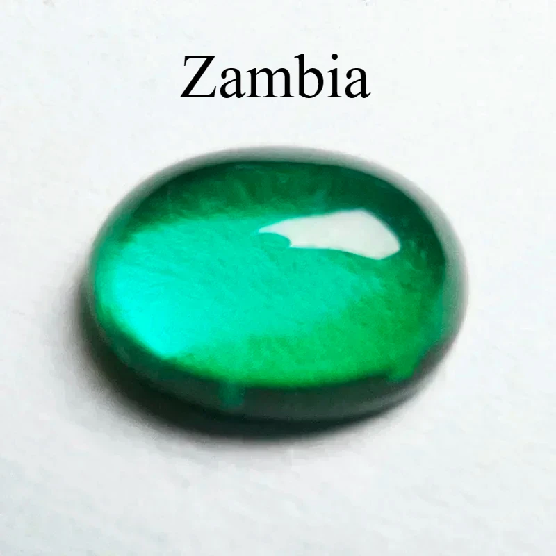 Lab Grown Zambian Emerald Oval Shape Smooth Surface Hydrothermal with Cracks Inclusions Inside Selectable AGL Certificate