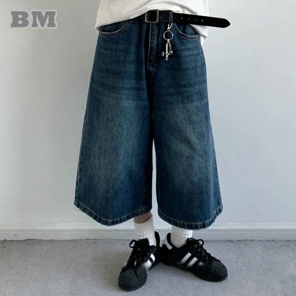 

Американские уличные джинсовые шорты для мужчин и женщин, свободный крой, летние легкие повседневные модные укороченные прямые брюки унисекс