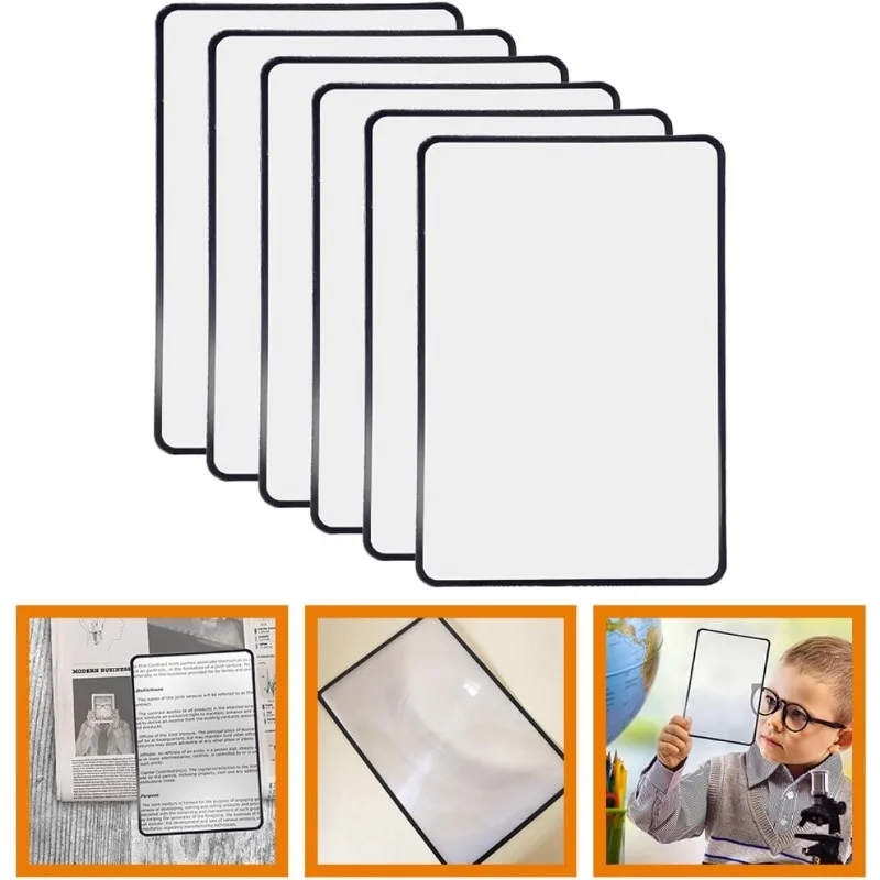 

Magnifying Bookmark 6pcs 180Mm X 120Mm PVC Card Reading Magnifier Full Page Lens for Seniors Visual Impairment Reading Tool