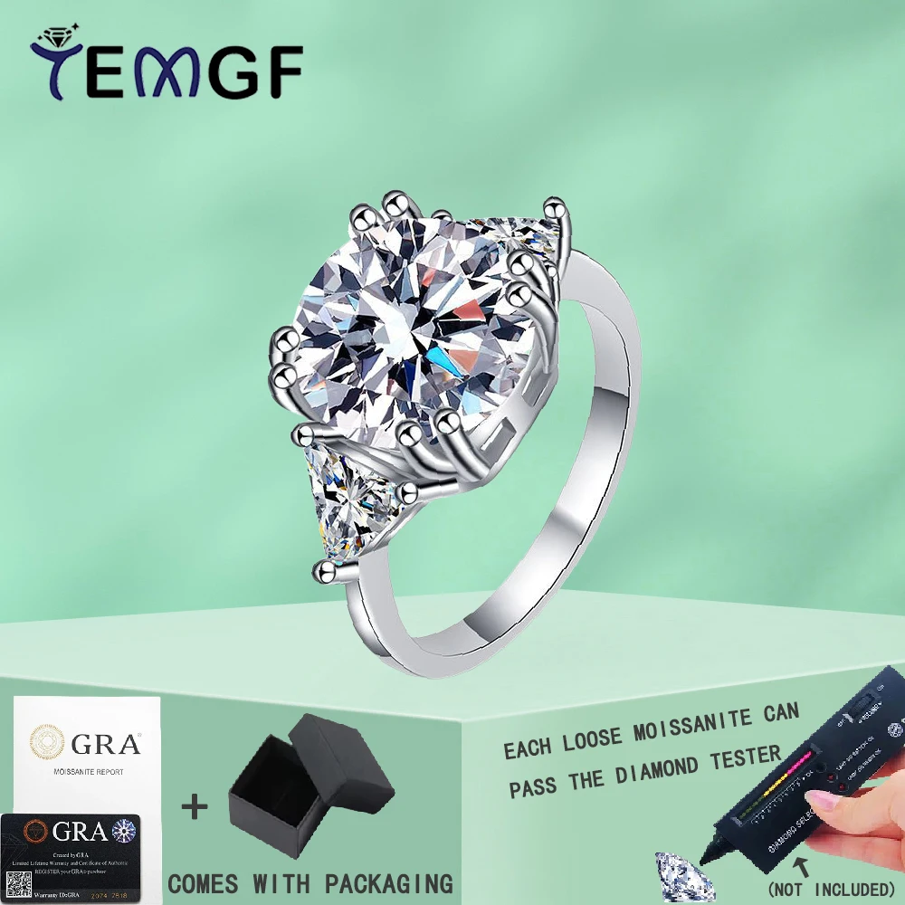 

TEMGF Full Moissanite/Zircon Ring S925 Sterling Silver for Women Wedding Engagement Anniversary Luxury Sparkling Fine Jewelry
