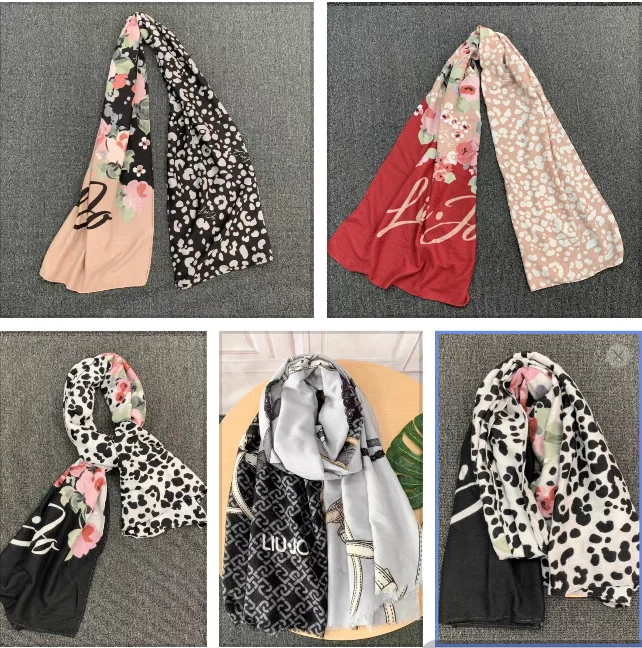 Foreign trade original single Italian winter new soft patchwork scarf with floral prints