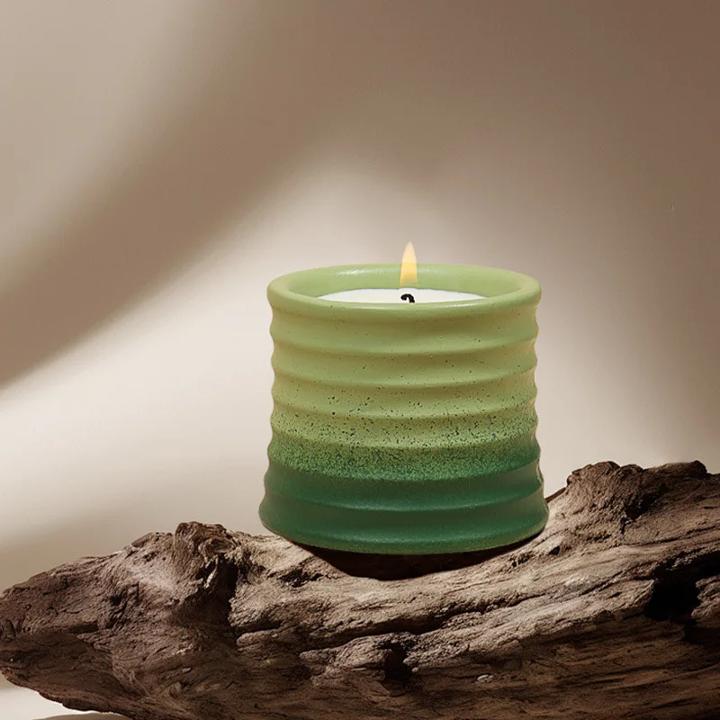 Vela de aromaterapia, taza de cerámica verde, cera para dormitorio, adornos para el salón, fragancia sin humo, cera de soja creativa de alto valor