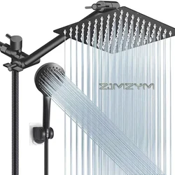 Stainless Steel Pressurized Shower Head Five-function Hand-held Top Spray Showerhead Chrome Inwall Shower System