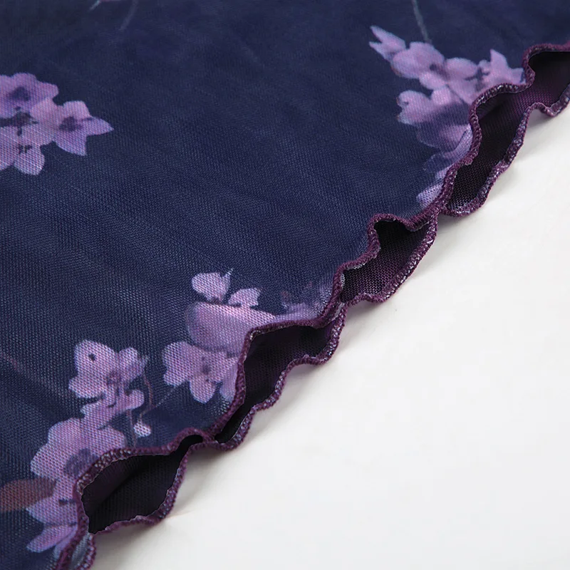 Zeyla Gonna lunga con pannelli in rete con stampa vegetale viola vintage Gonna lunga lusinghiera dimagrante per donna Boho Casual da indossare ogni giorno