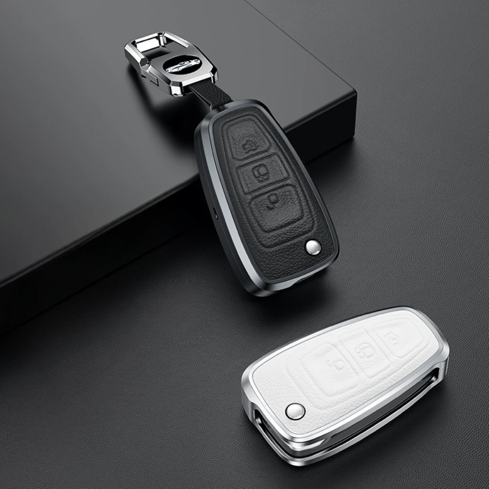 Alloy Leather Car Folding Key Case Full Cover For Ford Focus 2 3 MK3 ST RS Ecosport Kuga Escape Fiesta Fold C-Max S-Max Mondeo - Image 5