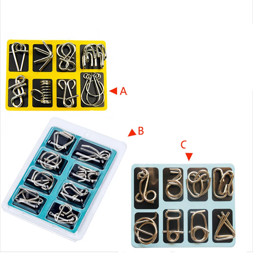 

24 pcs Pcs IQ Test Toys Brain Teaser Metal Wire Puzzles Trick Toy Metal IQ Puzzle Board Game for Kids Adults