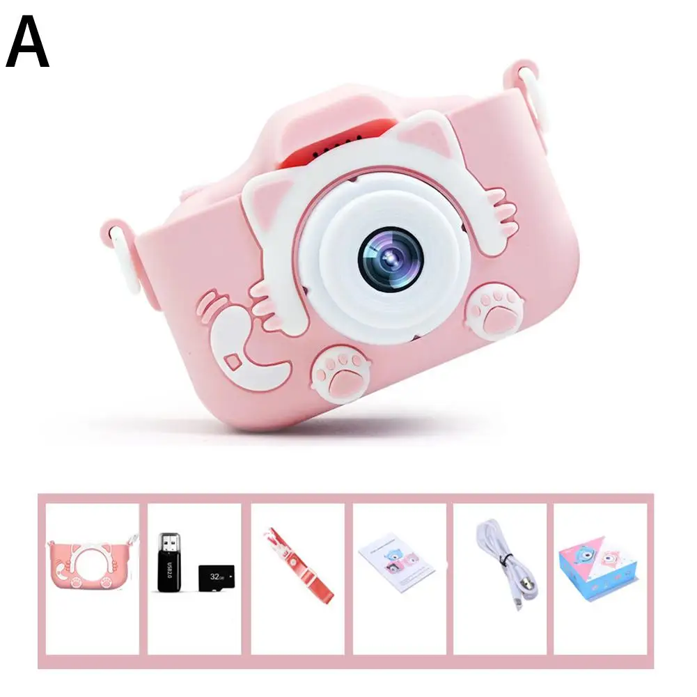 Cute Cat Children\'s Camera Full HD Video Digital Camera For Kid Mini Camera 1080P Cartoon Selfie Toddler HD Dual Camera Toy