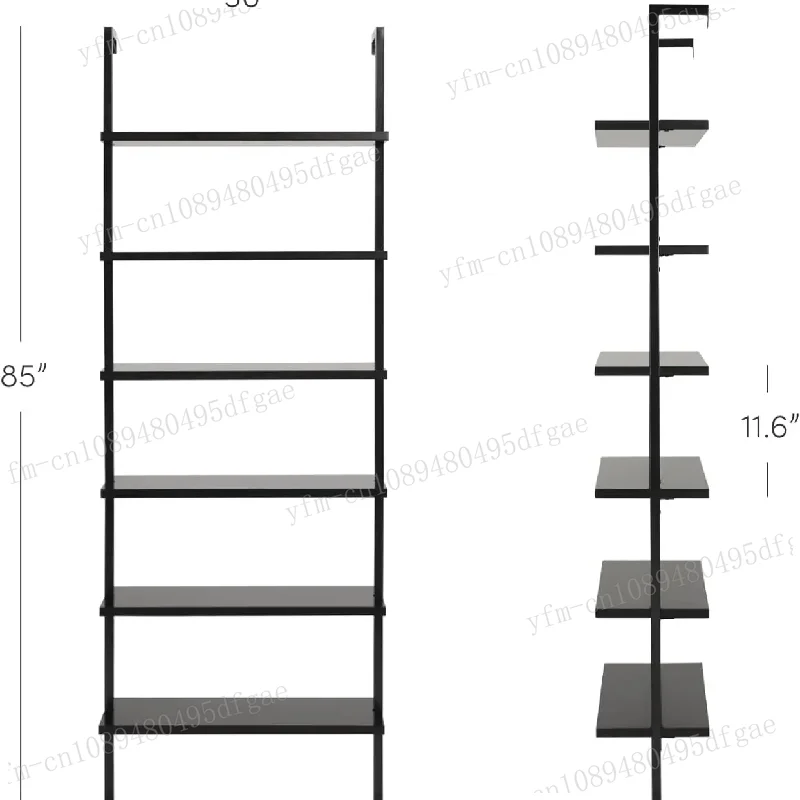 Estantería montaje en pared, estantes madera y Marco Metal, andamio libreria negro mate, muebles para el hogar