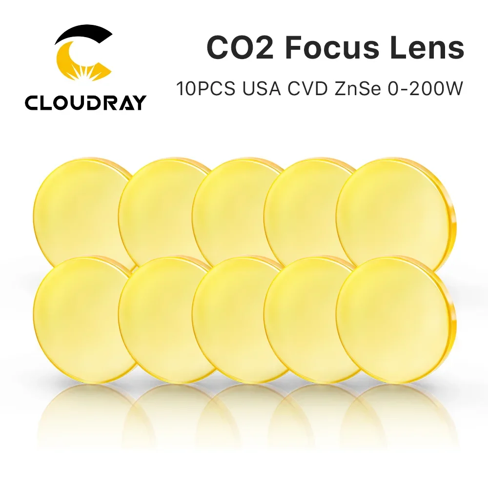 Cloudray-Lentille de mise au point USA CVD, ZnSe DIA, 20mm FL, 50.8mm, 63.5mm pour machine de découpe et gravure laser CO2 0-200W, 3 pièces, 5 pièces, 10 pièces