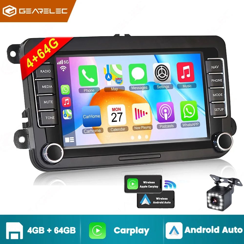 راديو السيارة لشركة فولكس فاجن باسات MK5 MK6 جيتا جولف تيجوان 2 الدين أندرويد 13 ستيريو سيارة 2din مشغل وسائط متعددة راديو GPS واي فاي AUX-in