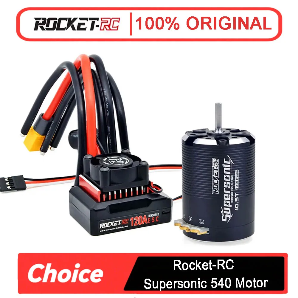 

Rocket-RC Supersonic 540 Sensored Brushless Motor & 120A ESC Combo (4.5T-21.5T) - for 1/10 RC Racing Car, High-Performance