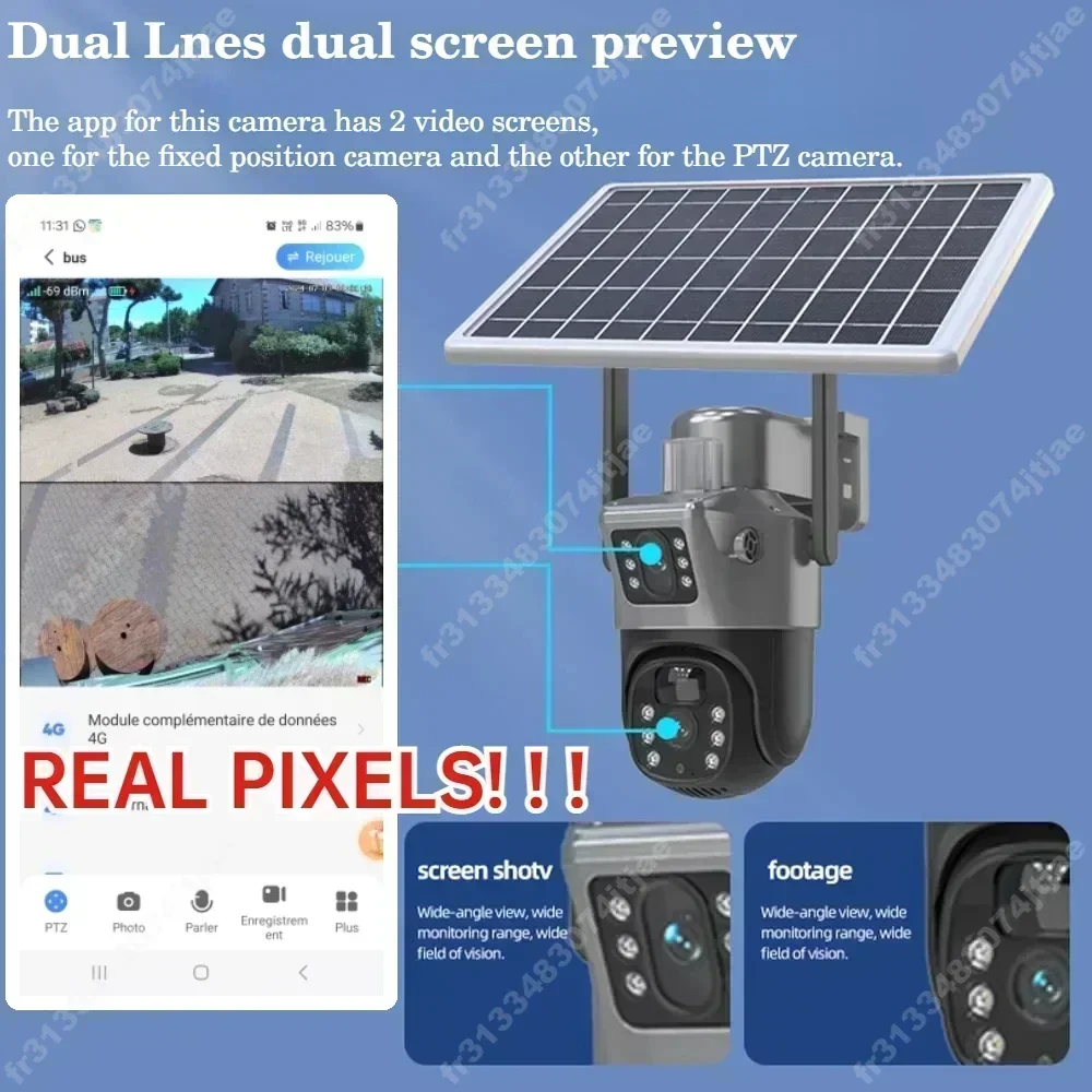 4K 8MP 4G/WIFI Dual Lens PTZ Solar Camera Dual Screens PIR Human Tracking WIFI Security CCTV Surveillance IP Camera Outdoor